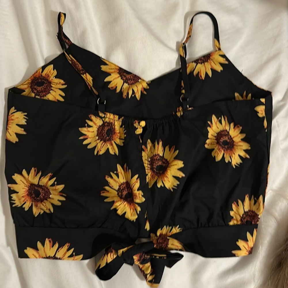 sunflower tie back cropped tank top